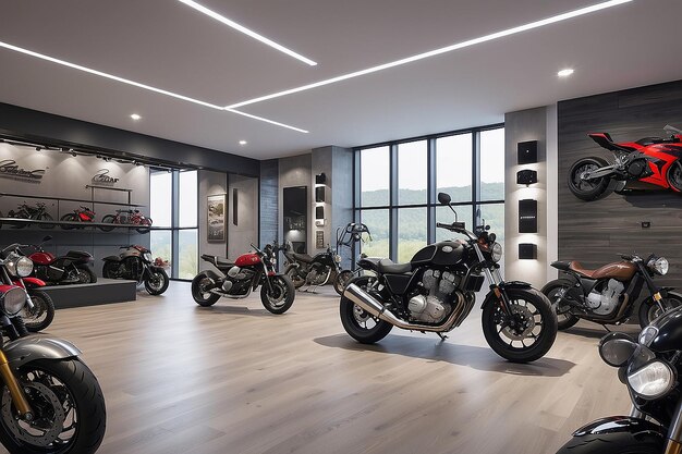 写真 未来的なスーパーバイクショールーム