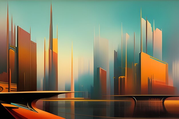 Futuristic Surreal City Illustration from Another Universe