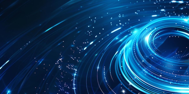 Futuristic swirl of light and particles in space celestial scene with energy and glowing stars