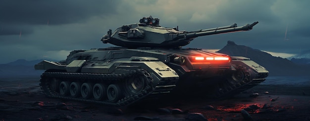 Futuristic tank in the style of intense action scene