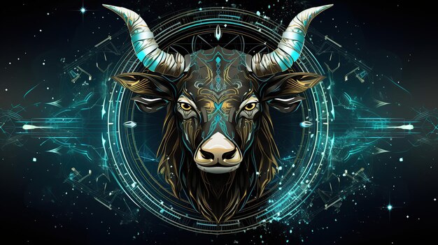 Photo futuristic taurus zodiac horoscope astrology symbol background ai generated