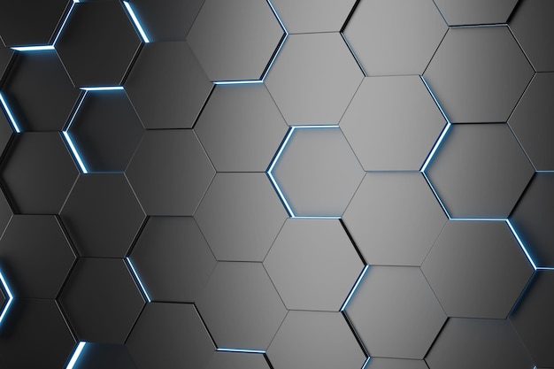 Futuristic and technological hexagonal background. 3d rendering