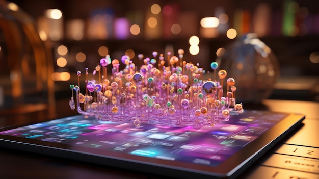 Foto il motore di ricerca per tablet di futuristic technologies su holographic