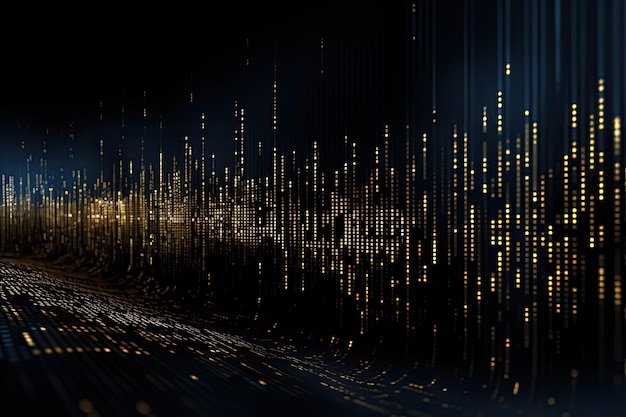 Futuristic technology background with glowing lines and dots 3d rendering Abstract digital binary code flowing on a Black background network system AI Generated