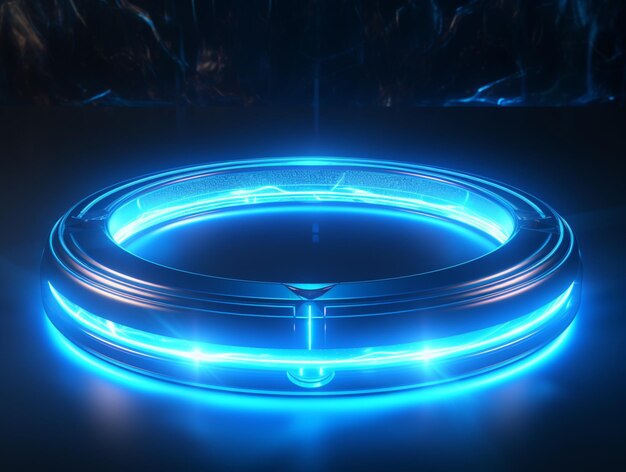 Futuristic technology blue hologram circle abstract background ai generated image