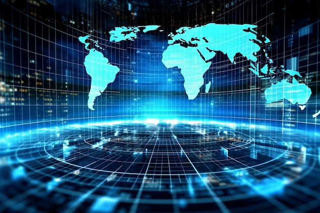 미래의 기술은 디지털 세계에서 글로벌 비즈니스를 연결합니다.
