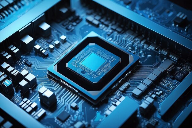 Футуристическая технология Холодно-голубой образ компьютерного процессора