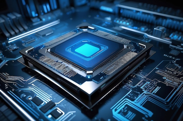 Futuristic technology Cool blue image of a computer cpu