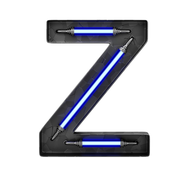 Futuristic technology font Letter Z 3d render