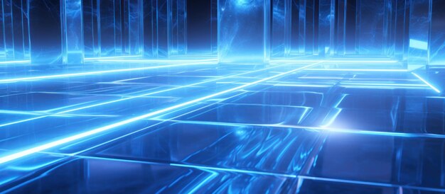 Футуристическая технология Неонный туннель фона Флуоресцентные ультрафиолетовые светящиеся огни, созданные ИИ