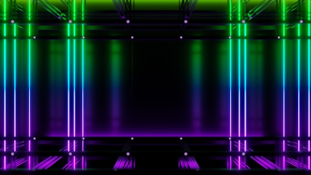 Futuristic technology perspective background with neon lines