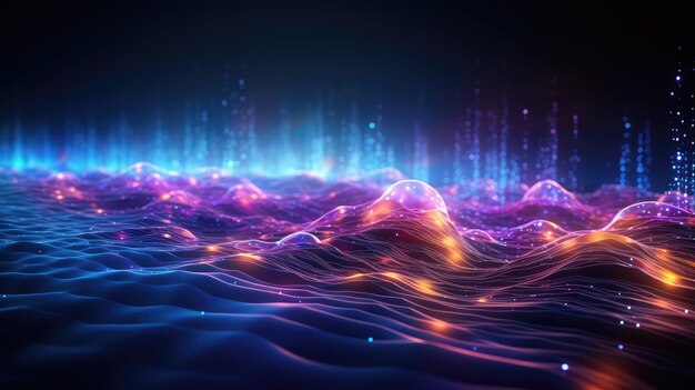 Futuristic technology wave background created with generative AI technology