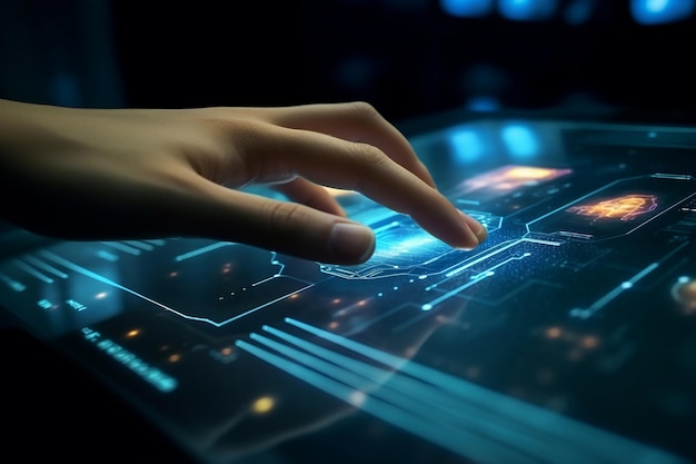 Futuristic Touchscreen Exploration Discovering New Possibilities Generative AI