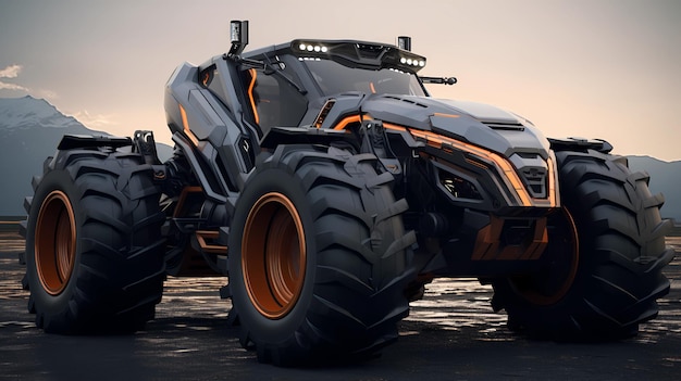 Futuristic tractor hyperrealistic dstyle concept