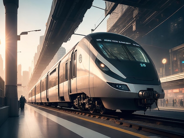 Foto futuristico trasporto ferroviario di fondo