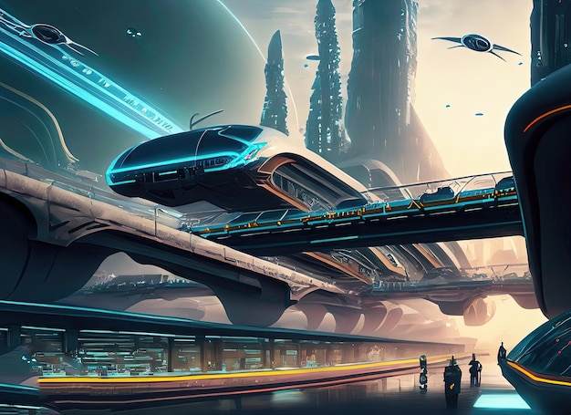 a futuristic train transportation illustration