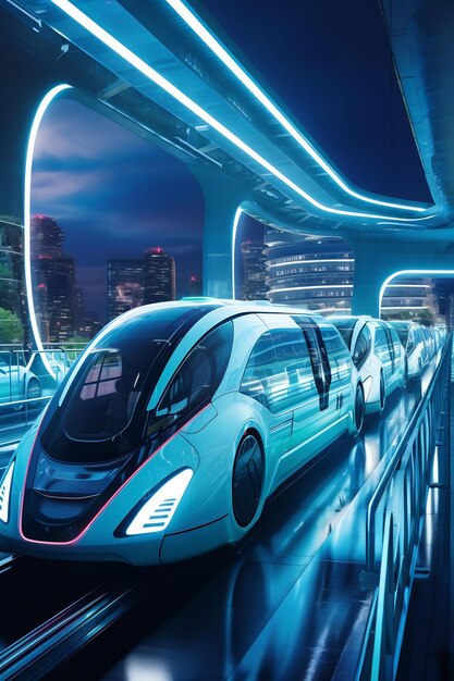 a futuristic train with a blue background