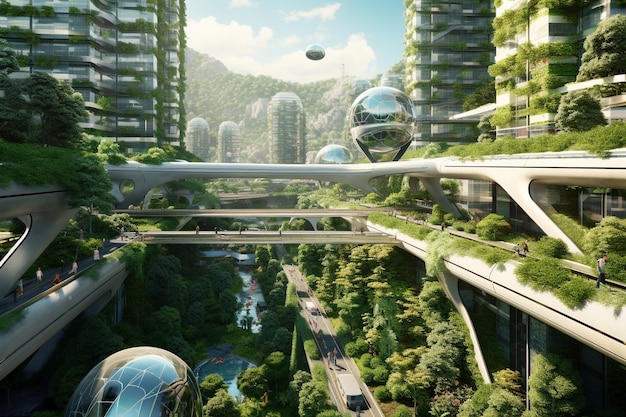 Futuristic Transportation Clean Energy and Smart City ConceptsxA
