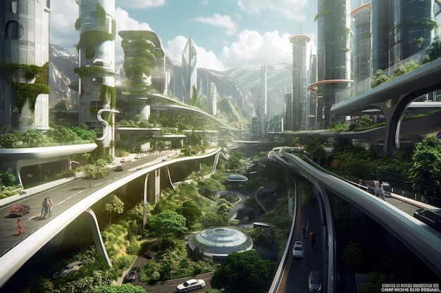 Futuristic Transportation Clean Energy and Smart City ConceptsxA