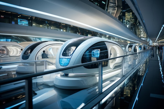 Futuristic transportation hub generative ai