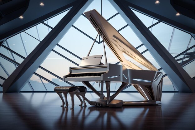 Futuristic triangular grand piano