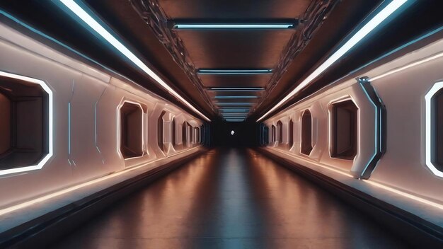 Photo futuristic tunnel corridor design