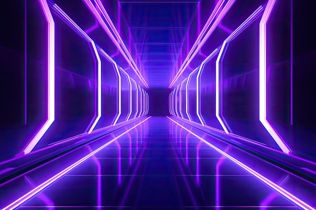 Futuristic tunnel corridor neon lights perfect for a digital wallpaper