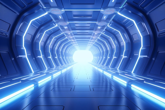 Futuristic tunnel with lighting