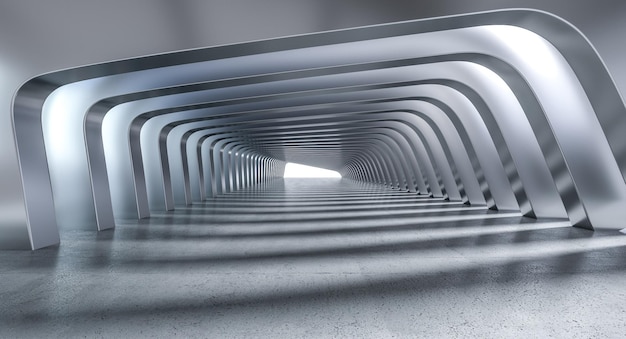 Photo futuristic tunnel with a vanishing point perspective