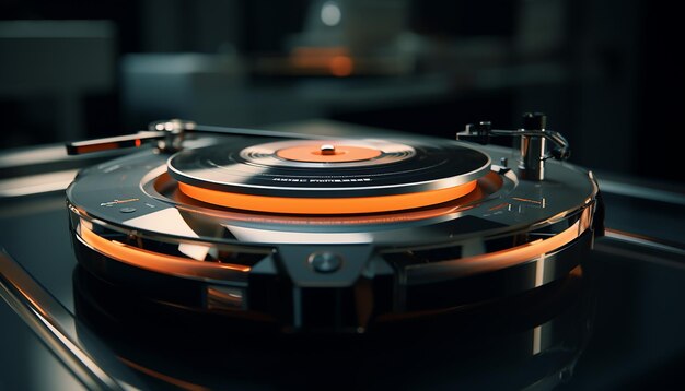 Futuristic turntable technologic and musical concept