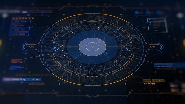 Futuristic UI HUD Head up display analytic screen with sensors detectors and bars