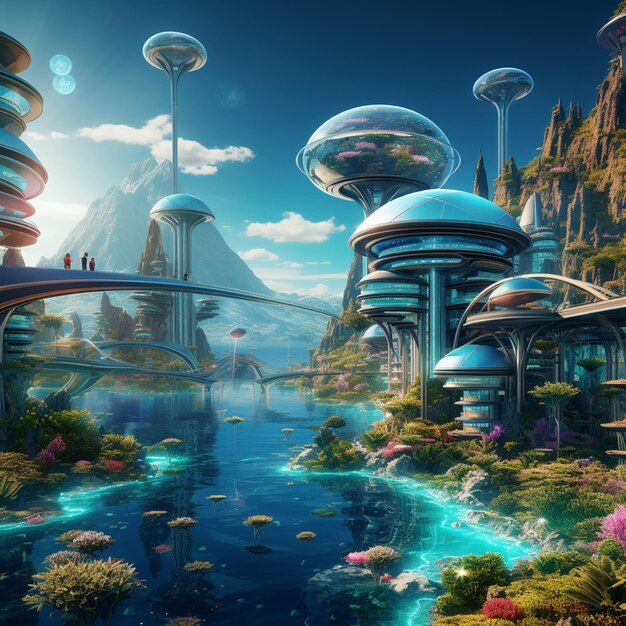 A futuristic underwater city