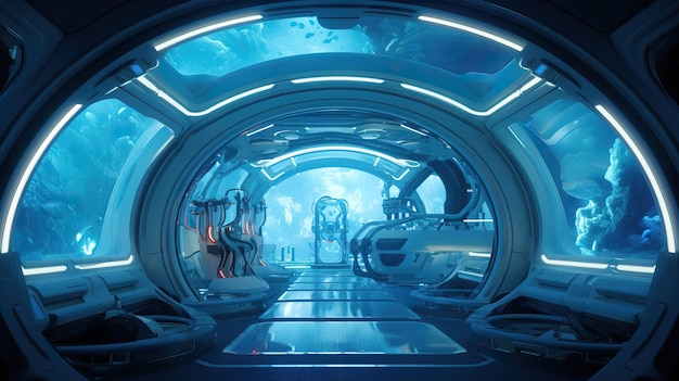 Futuristic underwater research station exploring deep sea mysteries