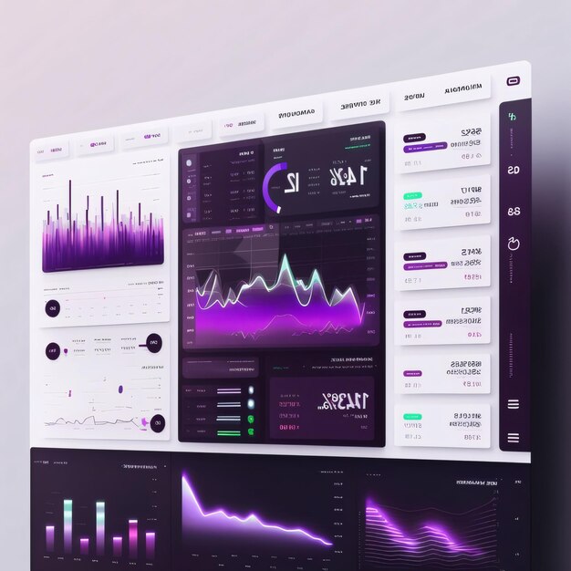 Photo futuristic user interface with charts and graphs vector illustration