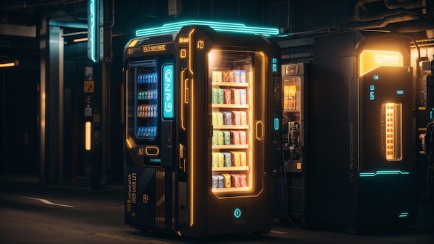 Futuristic Vending Machine in Cyberpunk City