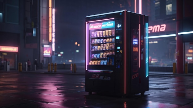 Futuristic Vending Machine in Cyberpunk City