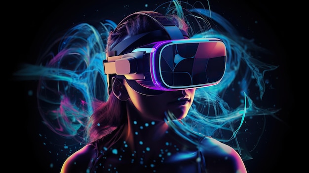 Futuristic virtual reality background with interconnected technology modern and immersive