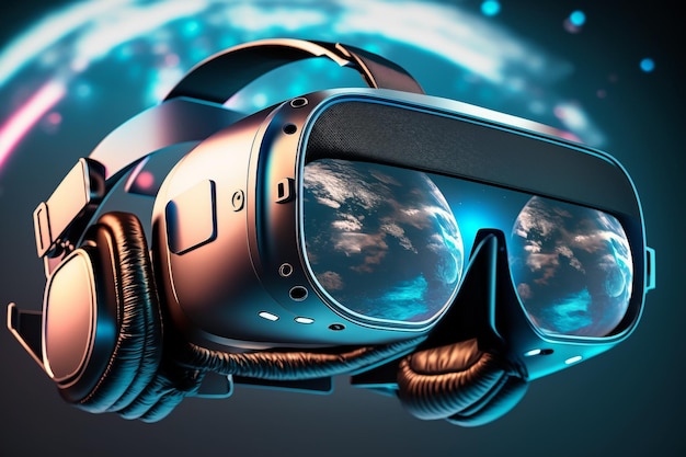 Futuristic virtual reality headset vr glasses digital game technology illustration Generative AI