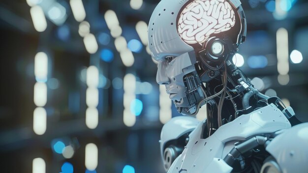 未来のビジョン 視覚的な脳を持つ人工知能ロボット 知能と技術の融合を体現する