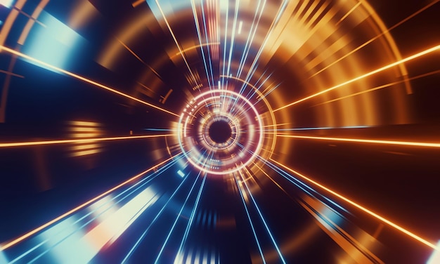 Futuristic warp speed, hi tech hud style background