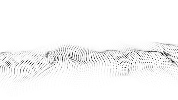 Фото Футуристическая волна движущихся точек на белом фоне