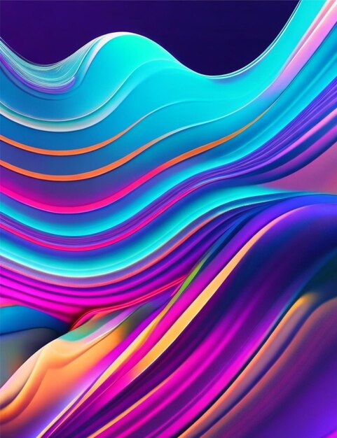 Futuristic wave pattern glows in bright colors