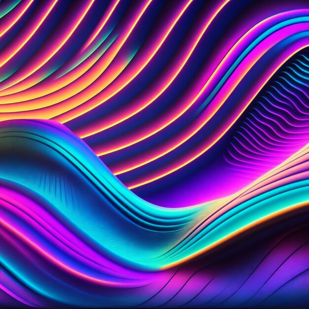 Futuristic wave pattern glows in bright colors