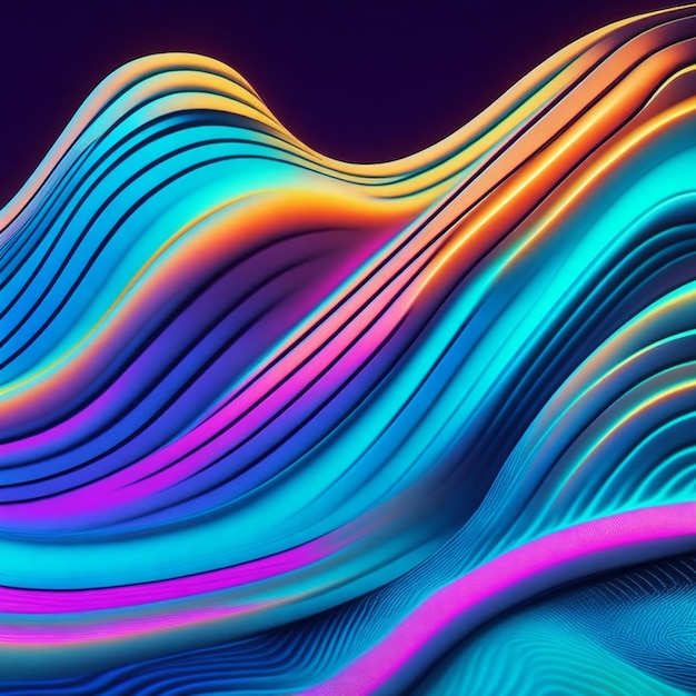 Futuristic wave pattern glows in bright colors