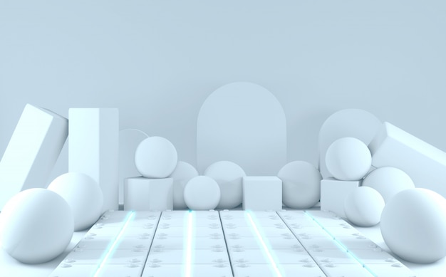 Futuristic white abstract podium showcase. 