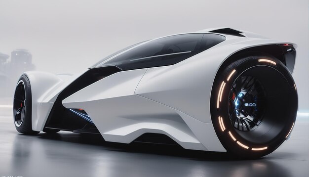 Futuristic white electric car