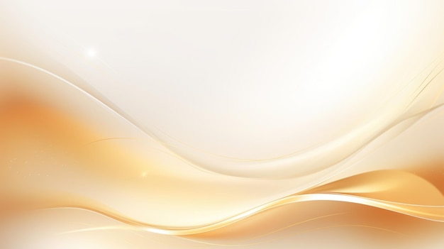 フューチュリスティックな白と金色の流れる波動の背景 HD 壁紙