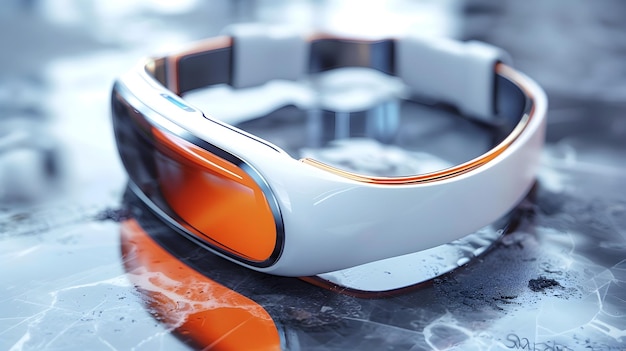 Futuristic White and Orange VR Headset