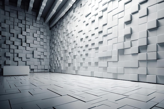 Futuristic White Wall with Rectangular Tiles for Modern Interior Design Generative AI