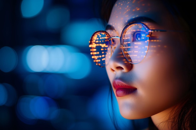 Futuristic Woman with Glowing Glasses